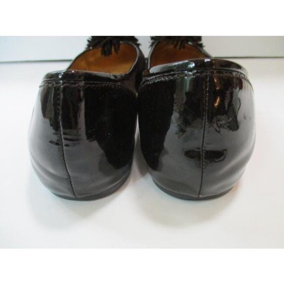 Mod! COACH Brown Suede and Patent Fringe Petal Ballet Flats - Picture 8 of 9